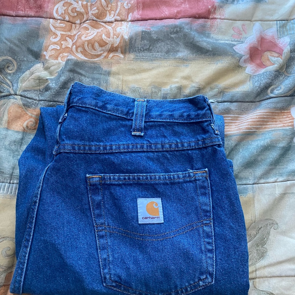 Carhartt Relaxed Fit Denim Jeans Measure 34 X 28 Used 381-83 Good Condition